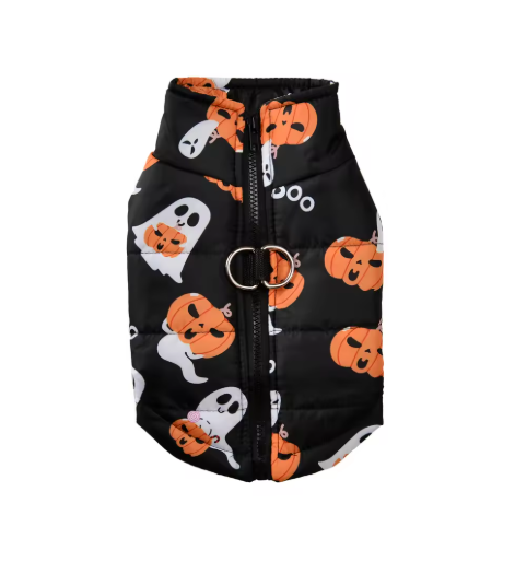 Warm Whiskers Halloween pet vest in Ghosts pattern